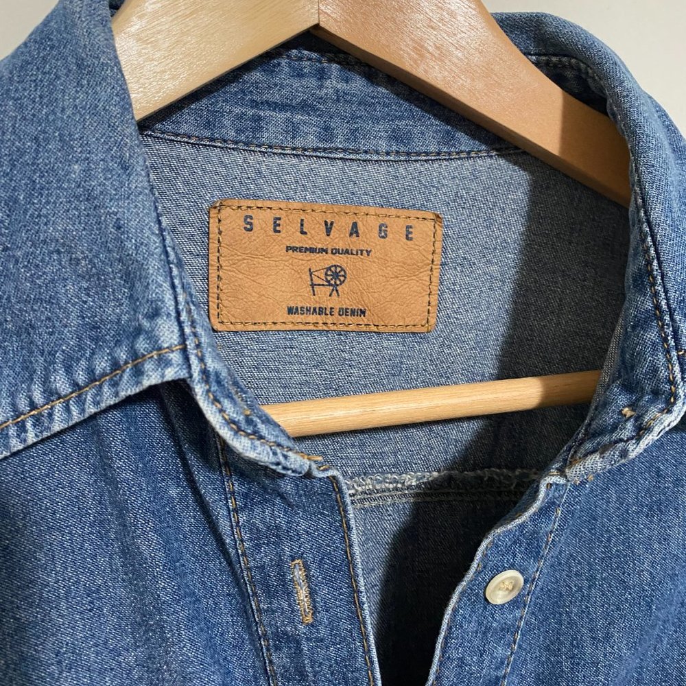 Selvage Women's Denim Chambray Shirt Button Down Long Sleeve Western Size XS/S - Picture 6 of 10
